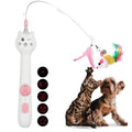 Interactive Cat Wand Toy – Laser, Feather & Mice, 3-in-1 (Pink)